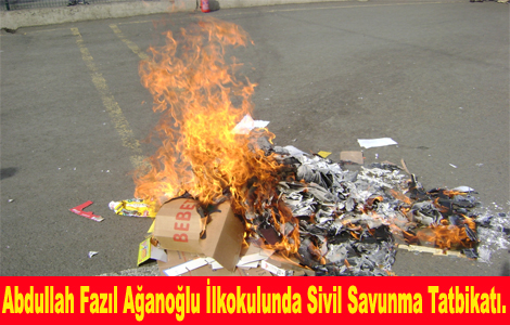 Ağanoğlu İlkokulunda Sivil Savunma Tatbikatı.