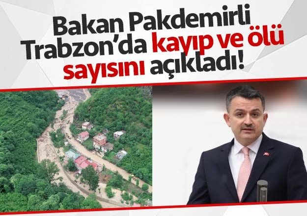 Bakan Pakdemirli, Trabzon Araklı'da kayıp ve ölü sayısını açıkladı