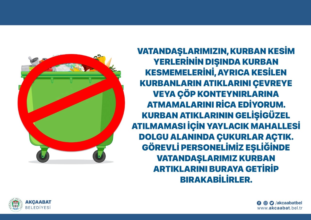 BAŞKAN EKİM'DEN “KURBAN ATIĞI” UYARISI