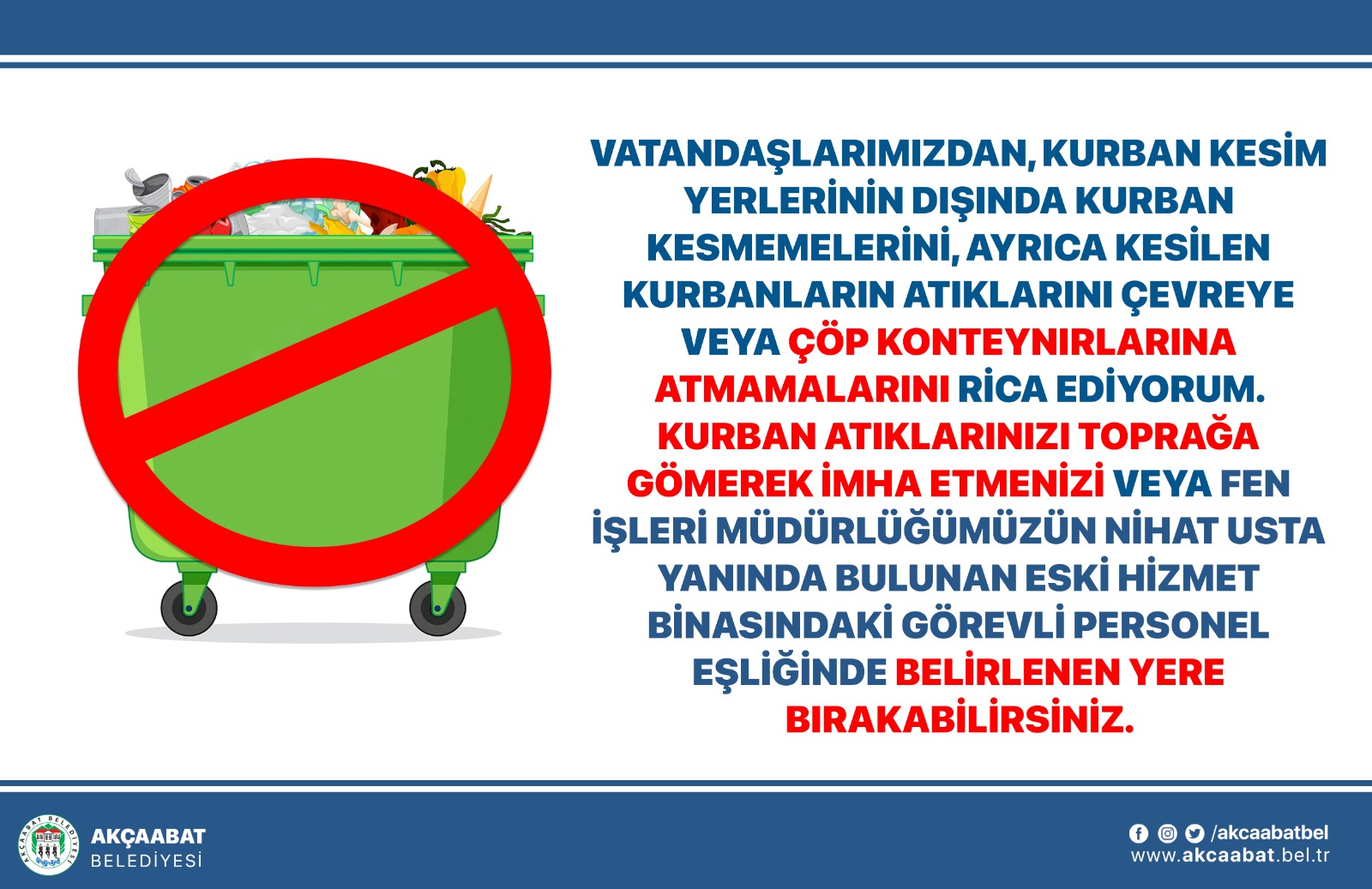 BAŞKAN EKİM'DEN “KURBAN ATIĞI” UYARISI