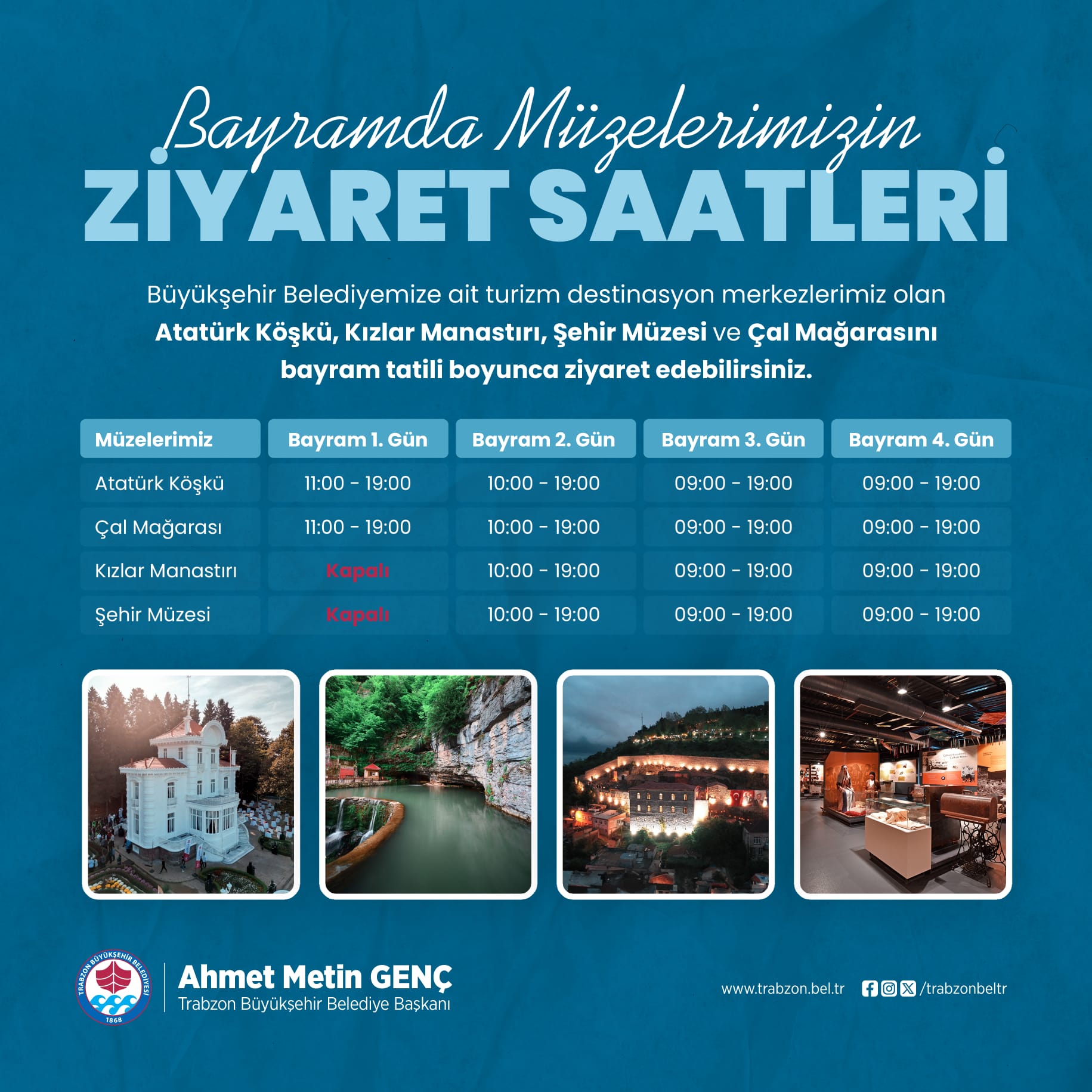 BÜYÜKŞEHİR’İN TURİZM DESTİNASYONLARI BAYRAMDA ZİYARETE AÇIK