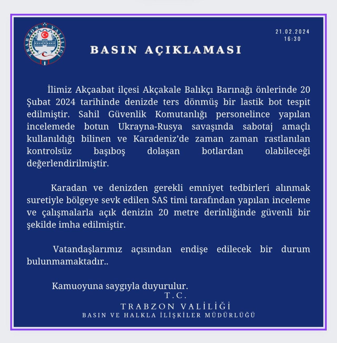 Patlama sesi ilgili yaplan aklama u ekilde. 

