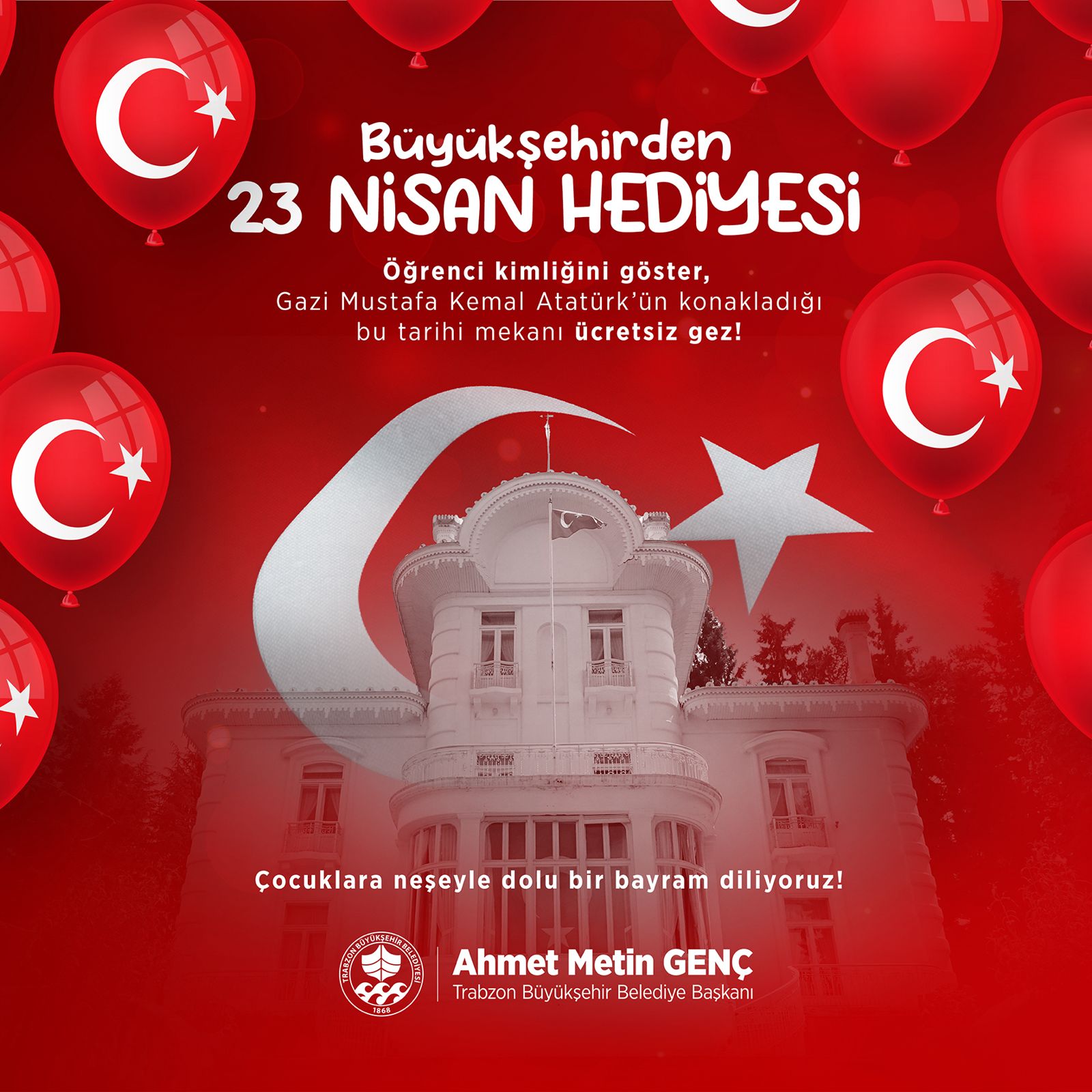 Trabzon Bykehir Belediyesi'nden ocuklara bayram jesti 