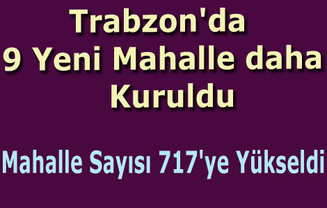 Trabzon'da 9 Yeni Mahalle Kurularak Mahalle Says 717'ye Ykseldi
