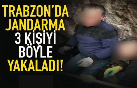 Trabzon'da izinsiz kaz yapan 3 kii yakaland! 
