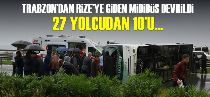 Trabzon'da Yolcu Midibs Devrildi!


