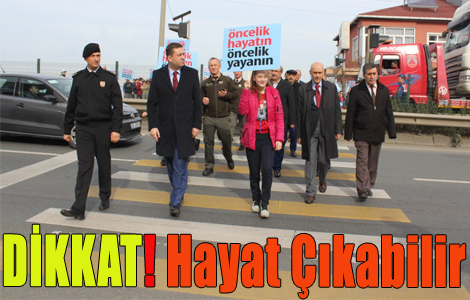 Trafikte yaya ncelii uygulamas yapld

